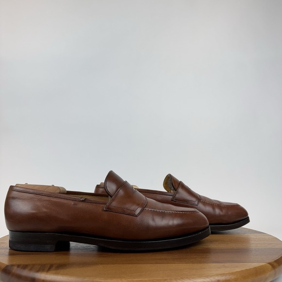 Mens Edward Green Paul Stuart Brown Leather Slip On Penny Loafers Shoes Size 9 D